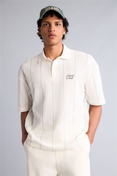 Loose Fit Kısa Kollu Baskılı Polo Tişört