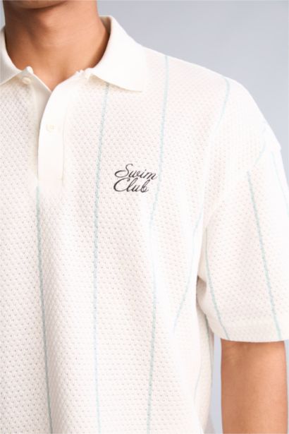 Loose Fit Kısa Kollu Baskılı Polo Tişört