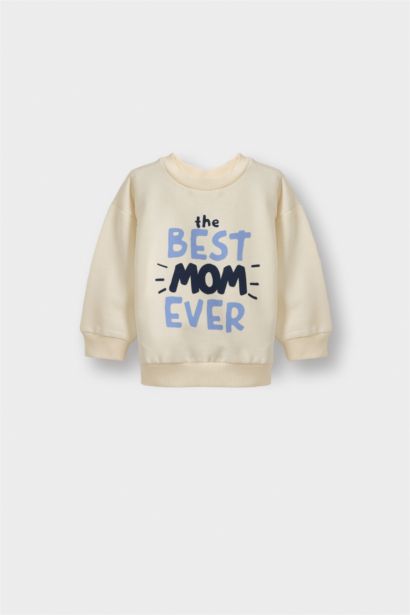 Baby Boy Crew Neck Printed Soft Lining 2 Piece Sweatshirt
