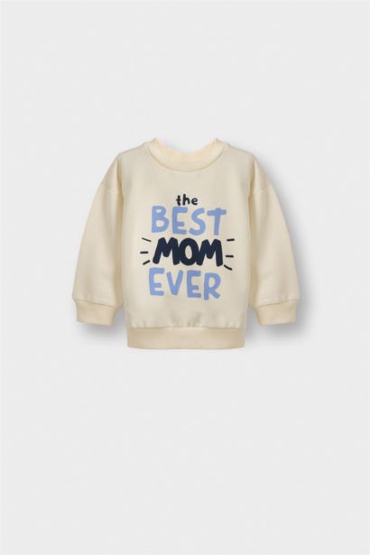Baby Boy Crew Neck Printed Soft Lining 2 Piece Sweatshirt
