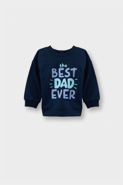 Baby Boy Crew Neck Printed Soft Lining 2 Piece Sweatshirt