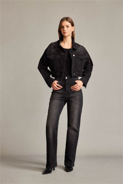 Baggy Fit Taşlı Jean Pantolon