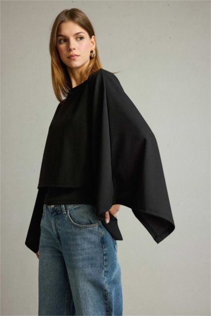 Kayık Yaka Yarasa Kollu Bluz