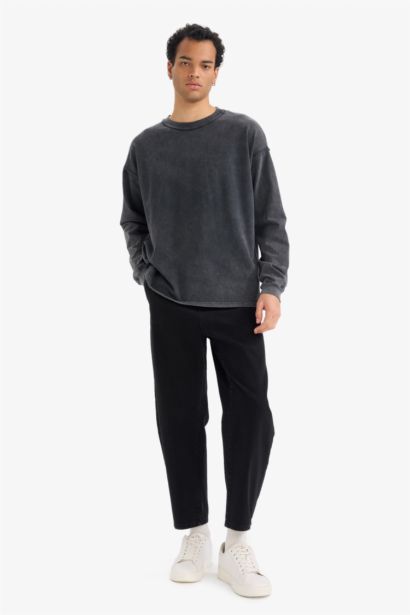 Boxy Fit Crew Neck Printed Back Printed Sweatshirt