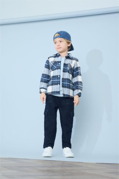 Baby Boy Shirt Collar Checked Flannel Shirt