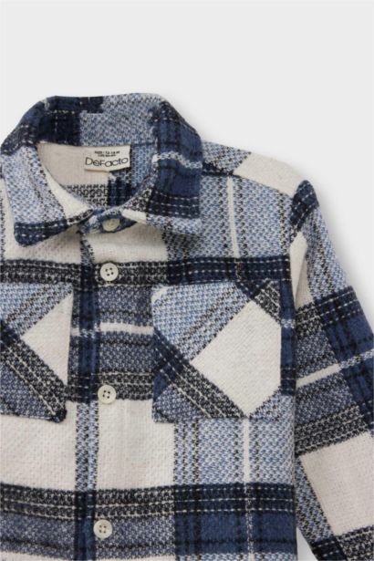 Baby Boy Shirt Collar Checked Flannel Shirt