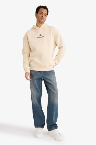 Ford Motor Company Boxy Fit Kapüşonlu Sırt Baskılı Sweatshirt