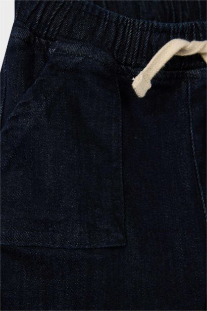 Balloon Fit Beli Lastikli Düz Paça Jean Pantolon Erkek Bebek