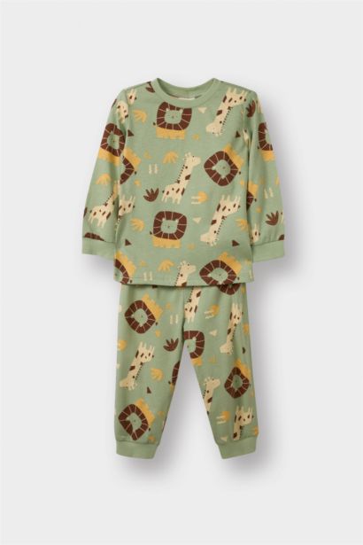 Baby Boy Safari Printed Cotton Top Bottoms 2 Piece pajama Set