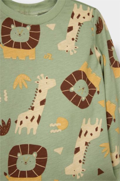 Baby Boy Safari Printed Cotton Top Bottoms 2 Piece pajama Set