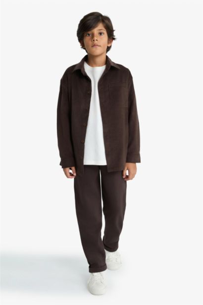 قميص بولو اولادي محكم كم طويل مخمل