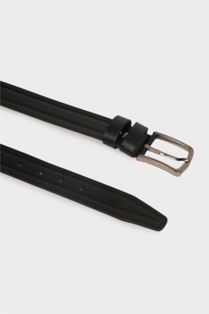 Erkek Dikdörtgen Toka Suni Deri Klasik Kemer