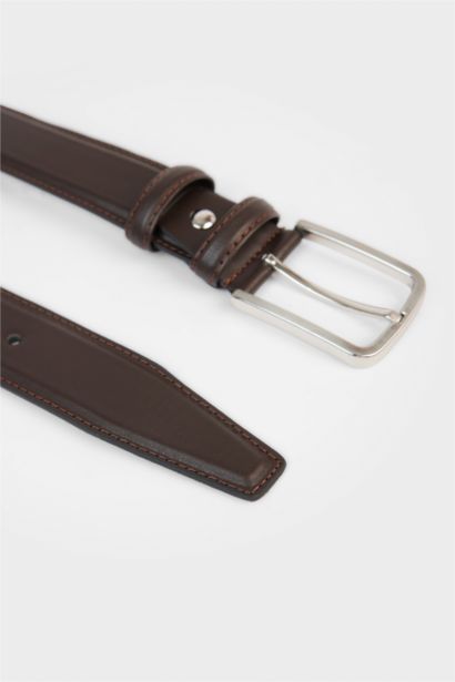 Erkek Dikdörtgen Toka Suni Deri Klasik Kemer