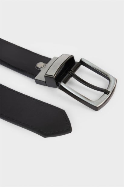Erkek Çift Taraflı Toka Suni Deri Günlük Kemer