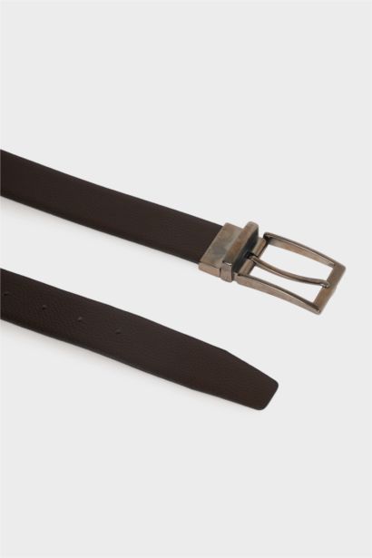 Erkek Çift Taraflı Toka Suni Deri Klasik Kemer