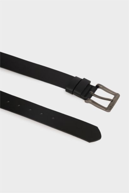 Erkek Dikdörtgen Toka Suni Deri Günlük Kemer