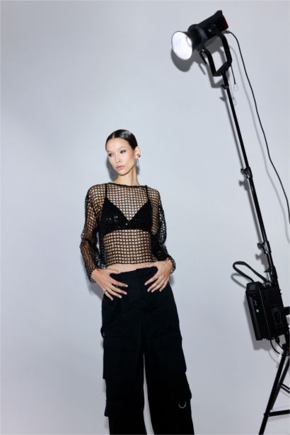 Crew Neck Long Sleeve Oversize Fit Blouse