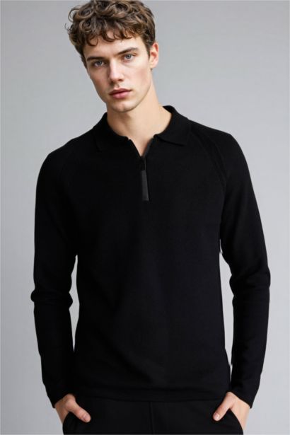 بلوفر تريكو قصة عادية بياقة بولو