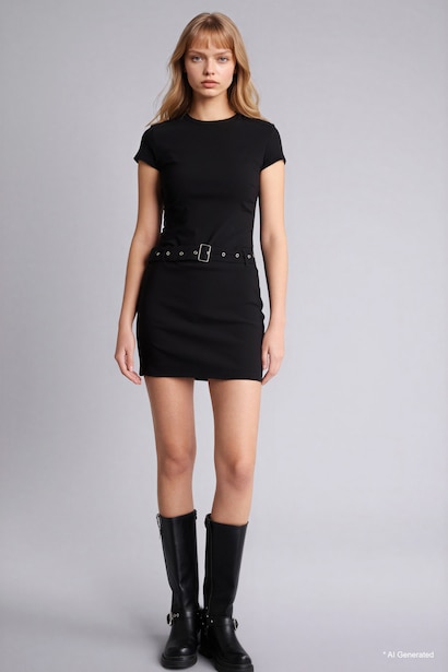 Bodycon Crew Neck Mini Dress