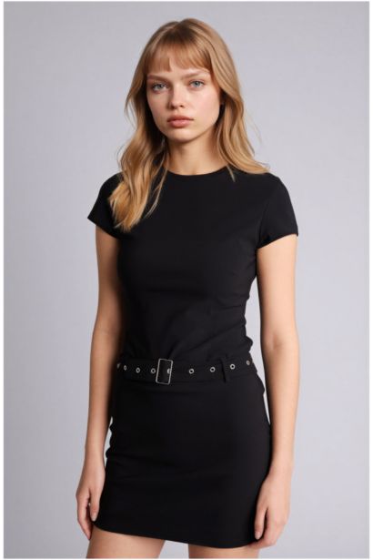 Платье с коротким рукавом мини Платье bodycon с круглым вырезом бенгалин Coool