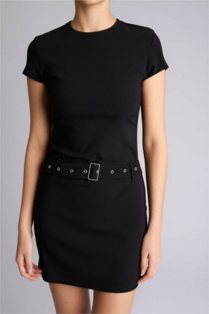 Платье с коротким рукавом мини Платье bodycon с круглым вырезом бенгалин Coool