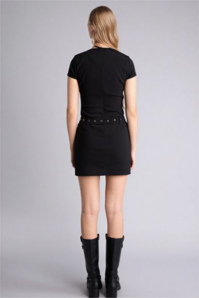 Платье с коротким рукавом мини Платье bodycon с круглым вырезом бенгалин Coool