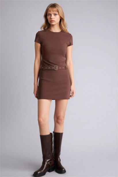 Платье с коротким рукавом мини Платье bodycon с круглым вырезом бенгалин Coool