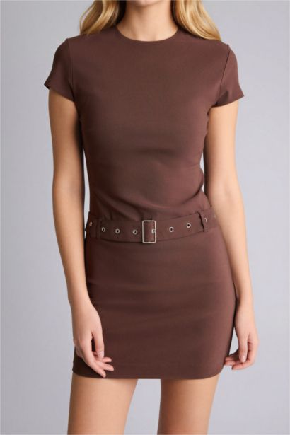 Платье с коротким рукавом мини Платье bodycon с круглым вырезом бенгалин Coool