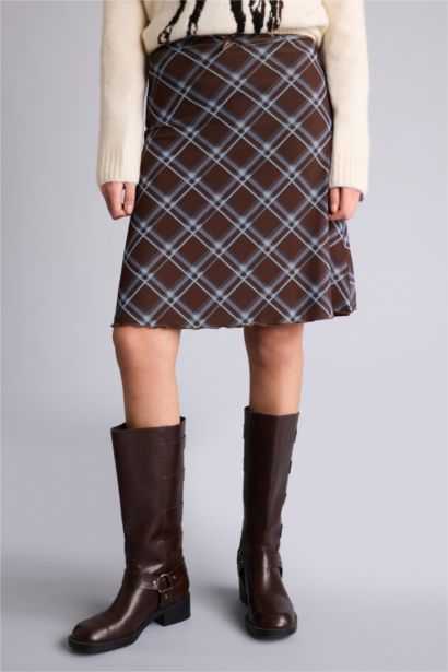 Coool чек a сызығы тоқылған астар орташа ұзындық Трикотаж юбка