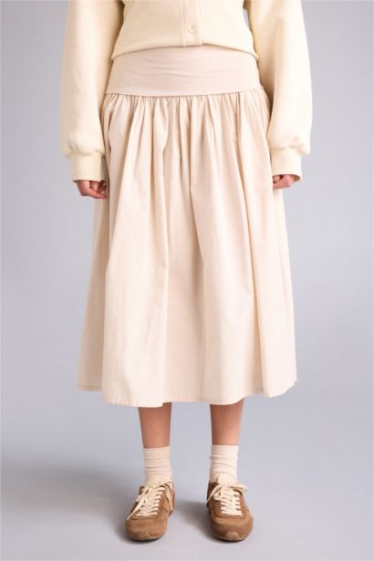 Юбка со средней талией из поплина для женщин