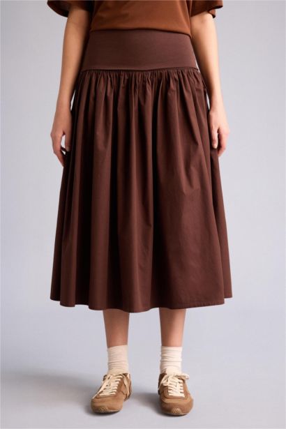 Юбка со средней талией из поплина для женщин
