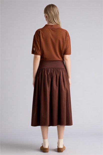 Юбка со средней талией из поплина для женщин