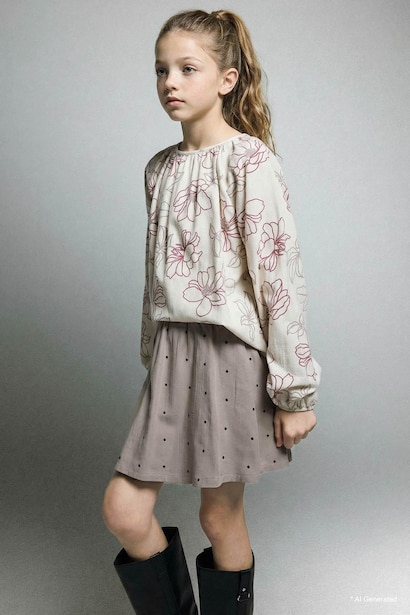 Girl Regular Fit Oxford Long Sleeve Shirt
