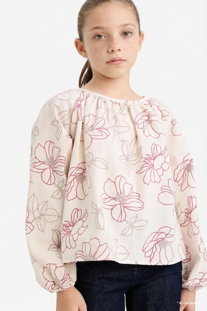 Girl Regular Fit Oxford Long Sleeve Shirt