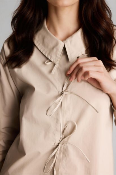 تونيك كم طويل بوبلين قصة عادية