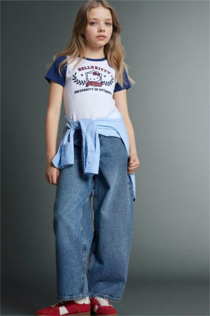 بنطلون جينز بناتي باجي فيت برجل واسع