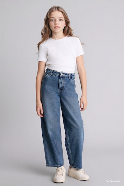Girl Baggy Fit Wide Leg Jeans