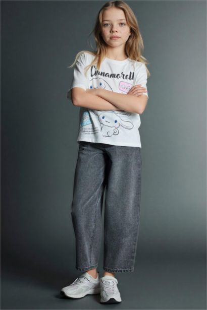 بنطلون جينز بناتي باجي فيت برجل واسع