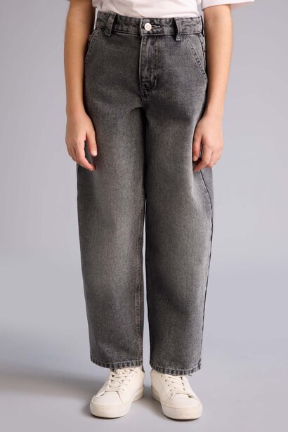 Baggy Fıt Geniş Paça Jean Pantolon Kız Çocuk