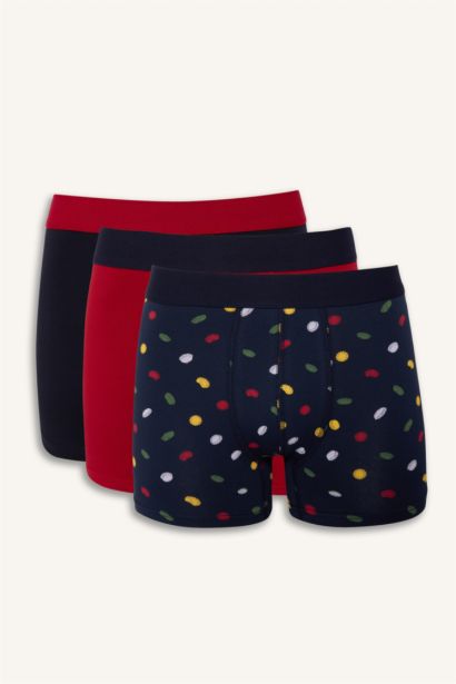 Regular Fit Desenli 3'lü Boxer