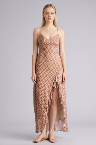 Платье с коротким рукавом макси на бретельках с принтом животных Ажурная