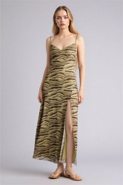 жануар v жаға бау Қысқа жеңді трикотаж көйлек