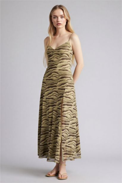 жануар v жаға бау Қысқа жеңді трикотаж көйлек