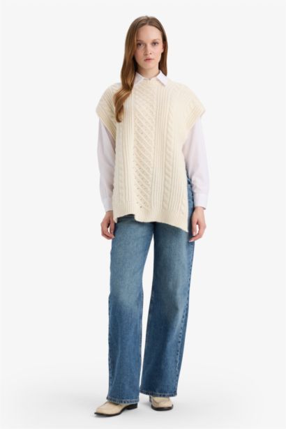 Loose Fit Crew Neck Knitwear Cardigan