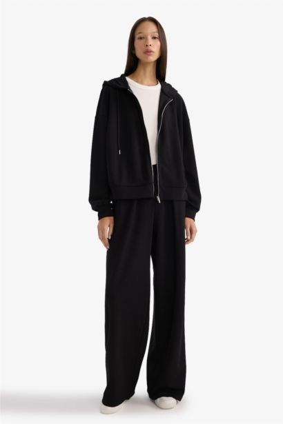 Relax Fit Kapüşonlu Fermuarlı Sweatshirt