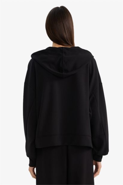 Relax Fit Kapüşonlu Fermuarlı Sweatshirt