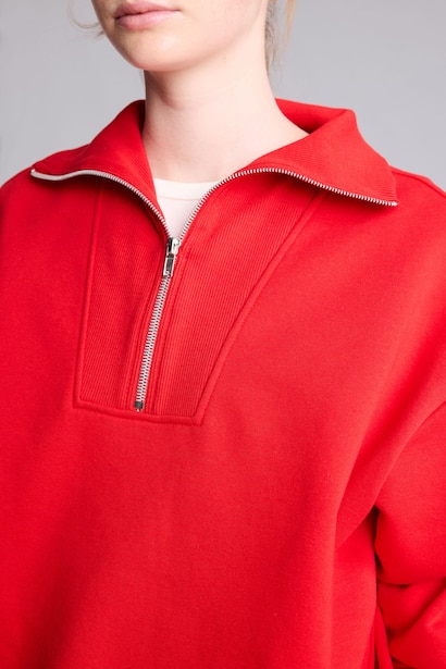 Yarım Fermuarlı Balıkçı Yaka Basıc Basic Sweatshirt