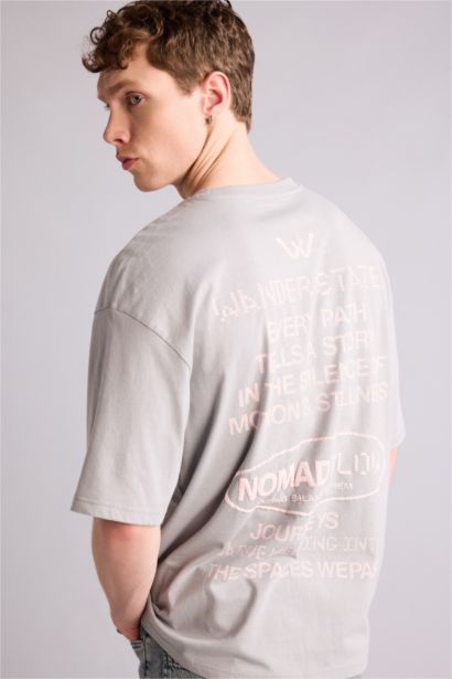 100% мақта Boxy Fit баспалы футболка