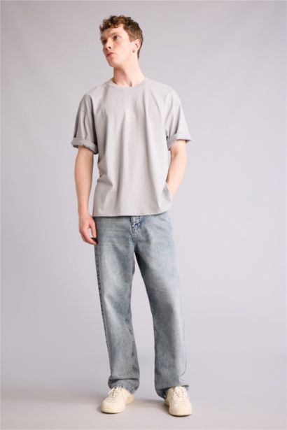 100% мақта Boxy Fit баспалы футболка