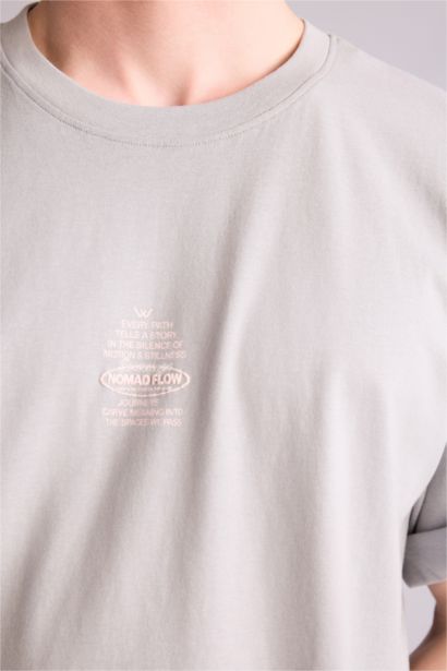 100% мақта Boxy Fit баспалы футболка